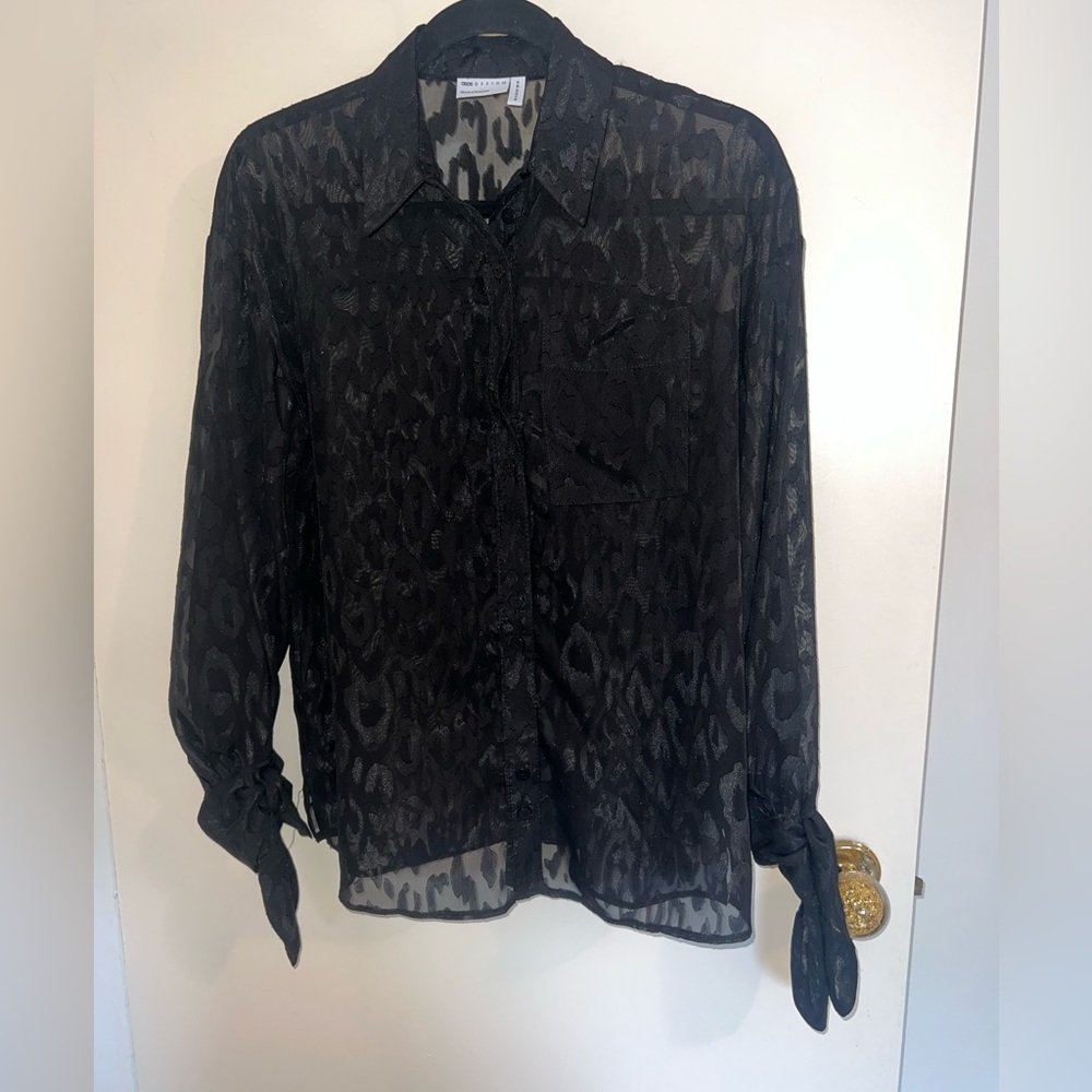 ASOS black cheetah print blouse